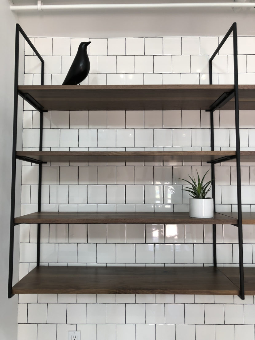 Kitchen shelves close up