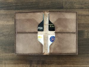 Leather wallet interior with cards