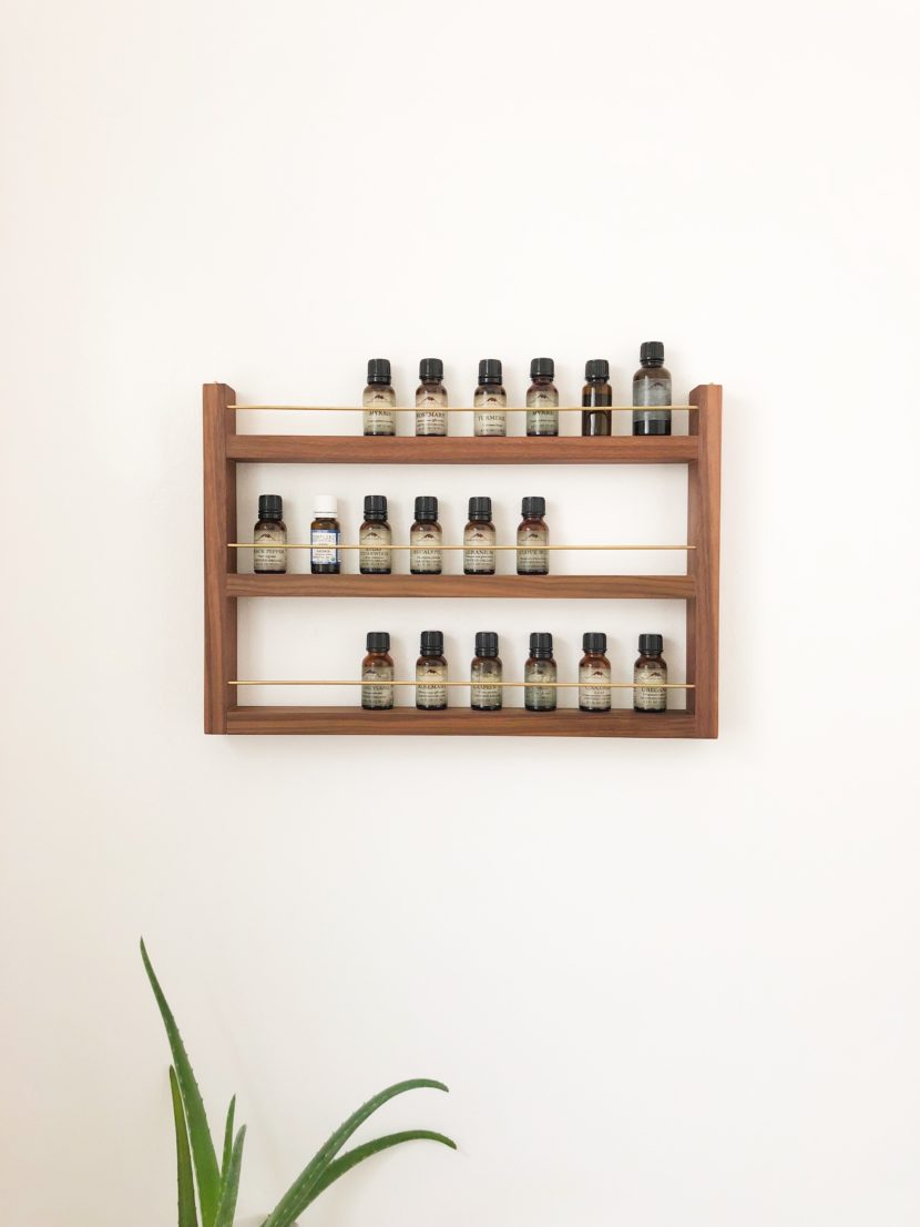 Custom essential oils wall rack