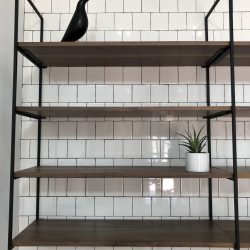 Kitchen shelves close up